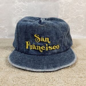 Vintage Denim Snapback Hat, San Francisco Souvenir Cap, SNCO, blue embroidered